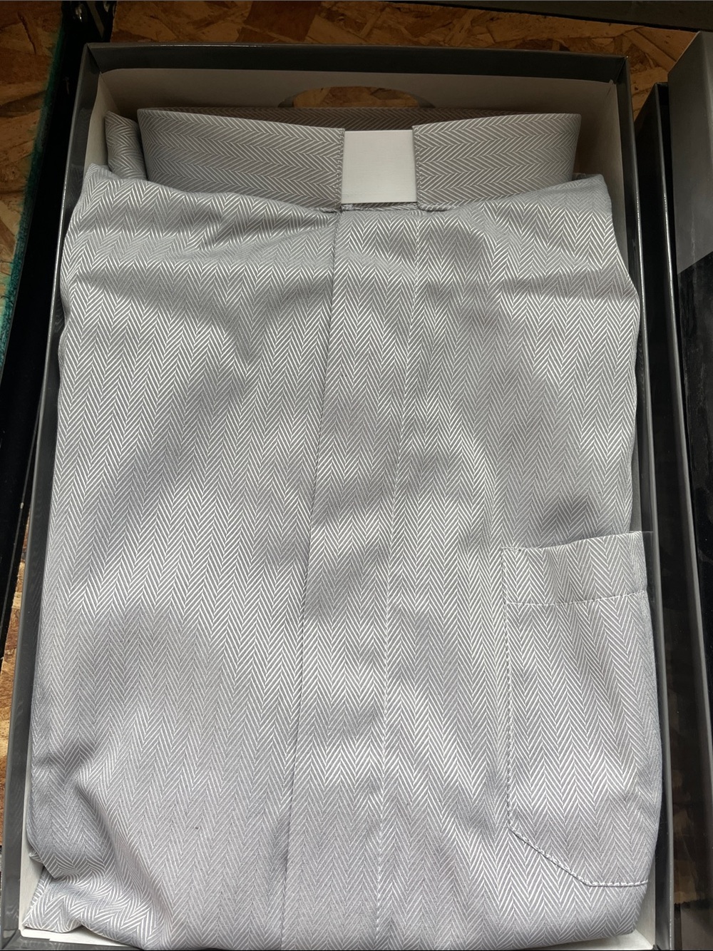 Men's Silver Herringbone Dress Shirt - Classic Formal Shirt